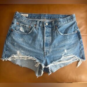 Levi's 501 distressed jean shorts